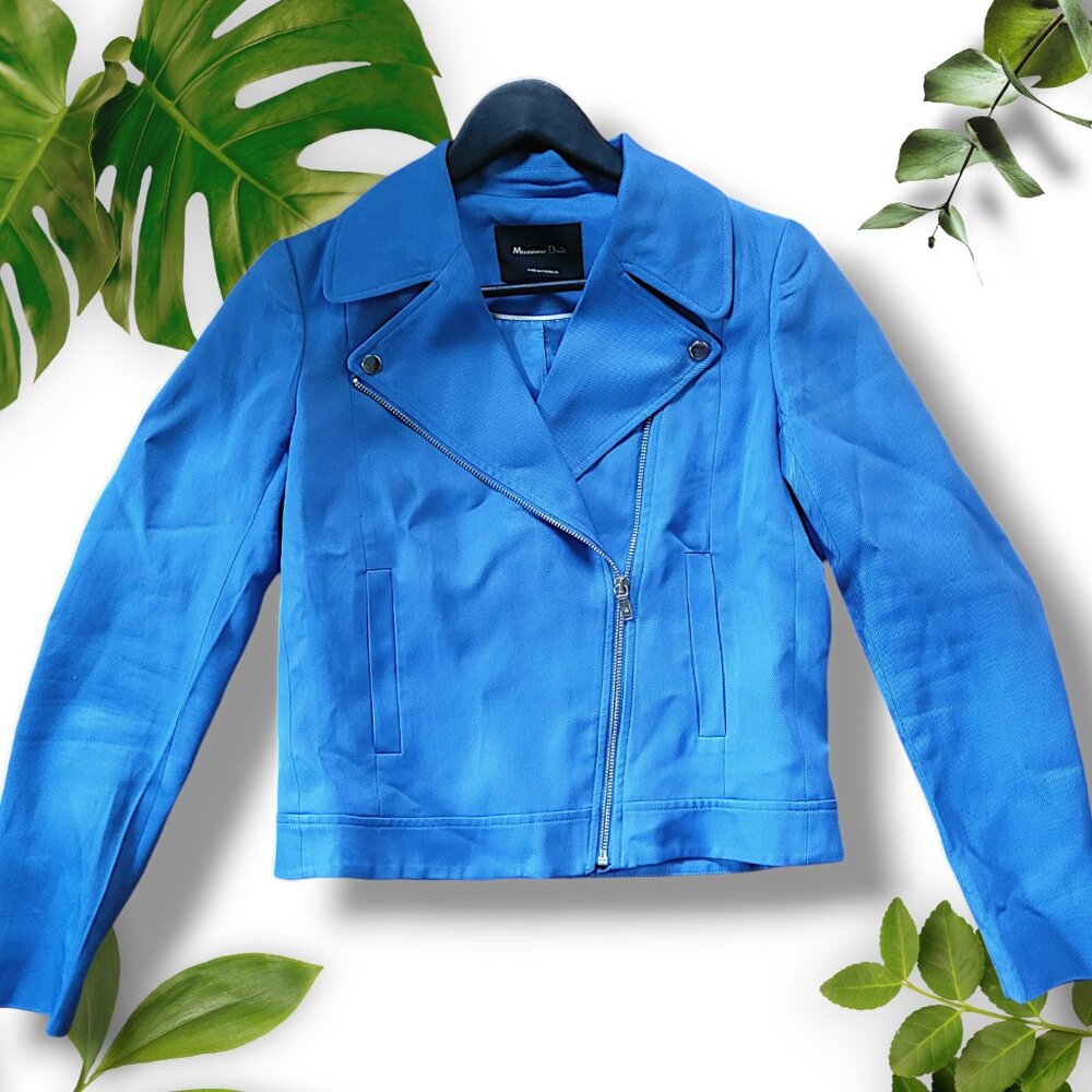 Massimo Dutti Blue Moto Zip, sz 4/XS